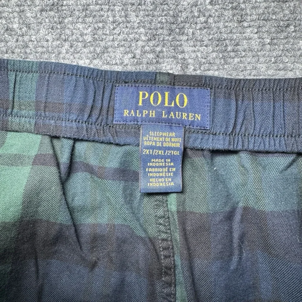 Polo Ralph Lauren Pants Mens 2XL Green Plaid Flannel Pajama Sleepwear Lounge